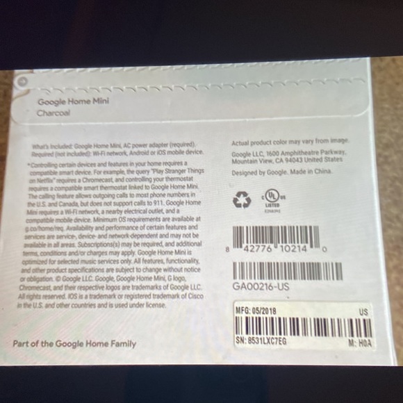 1st Generation Google Home Mini. Never opened or Used. Brand New - Picture 3 of 3